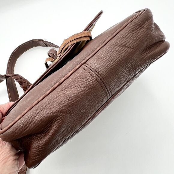 Tribeca Boho Crossbody Bag Leather Chestnut Brown Fringed Made in India - Picture 7 of 16